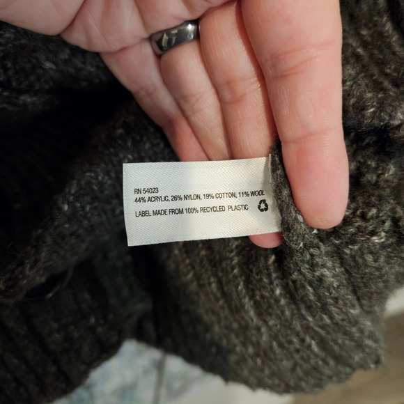 GAP Men's XL Shawl Collar Cable Knit Cardigan Sweater Wool Blend Dark Gray - Picture 4 of 8